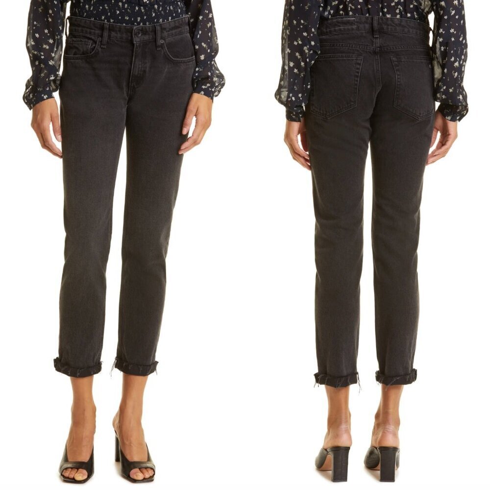Rag & Bone Charcoal Grey Washed Black Highland Dre Low Rise Slim Boyfriend Jeans